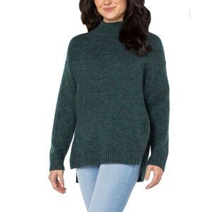 NWOT Well Worn Mock Neck High Low Wool Blend Forest Green Sweater Women's Large